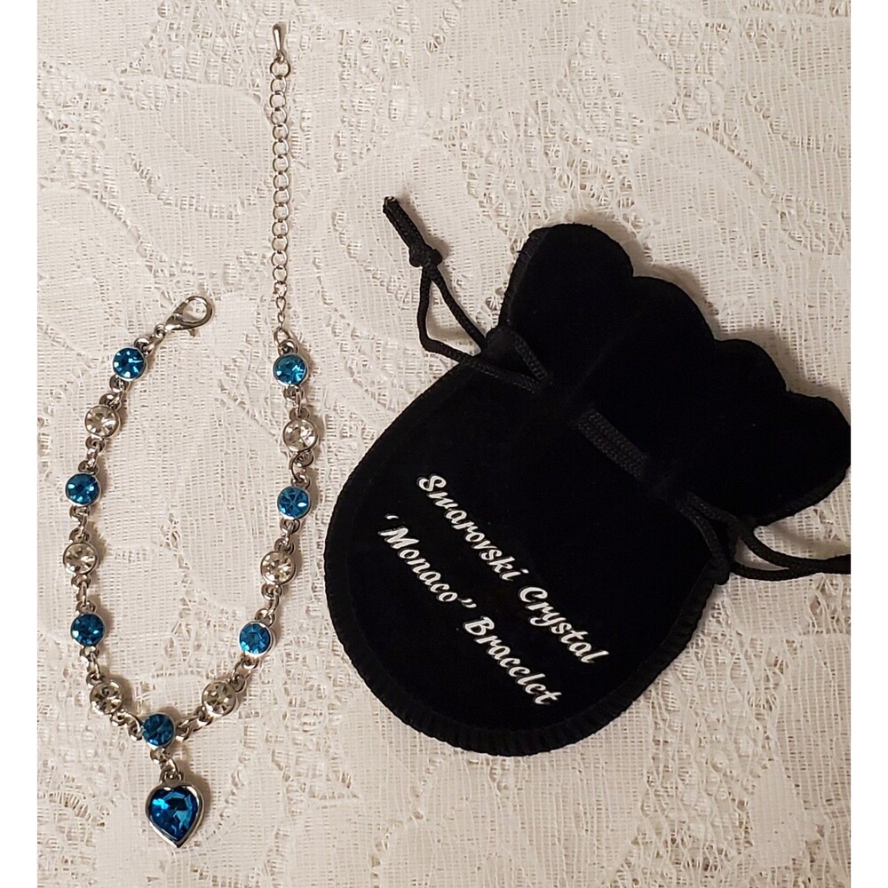Swarovski Crystal "Monaco" Bracelet Blue Clear Vintage